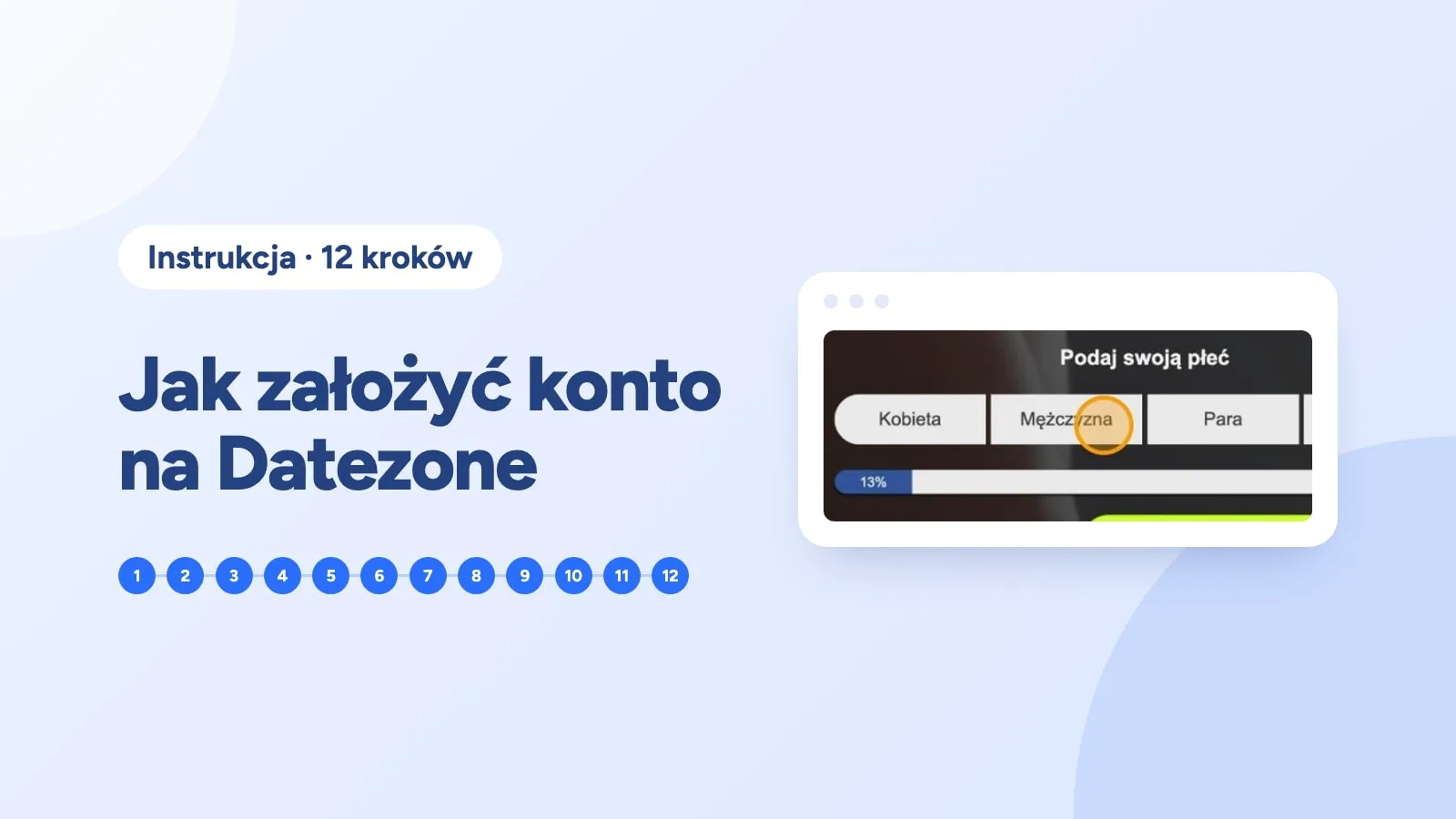 Okładka instrukcji: wybór płci w formularzu rejestracji serwisu Datezone